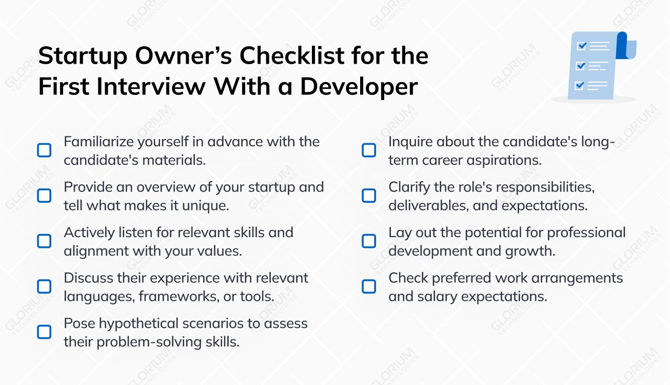 Checklist for the First Interview with Developer