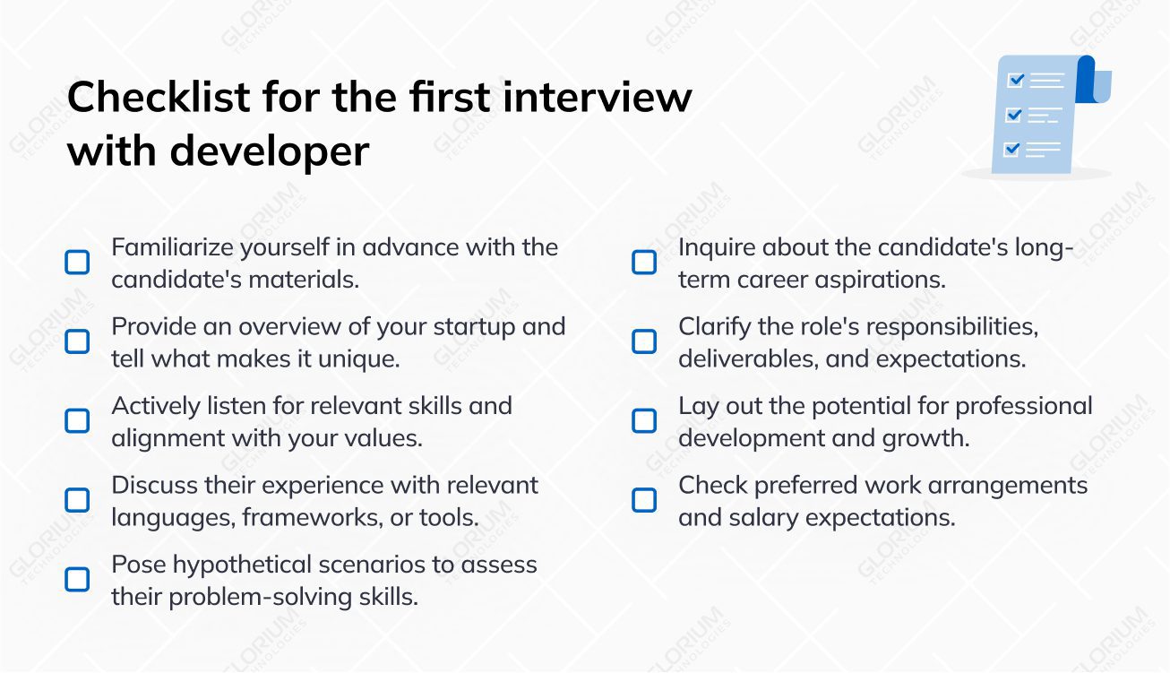 Checklist for the First Interview with Developer