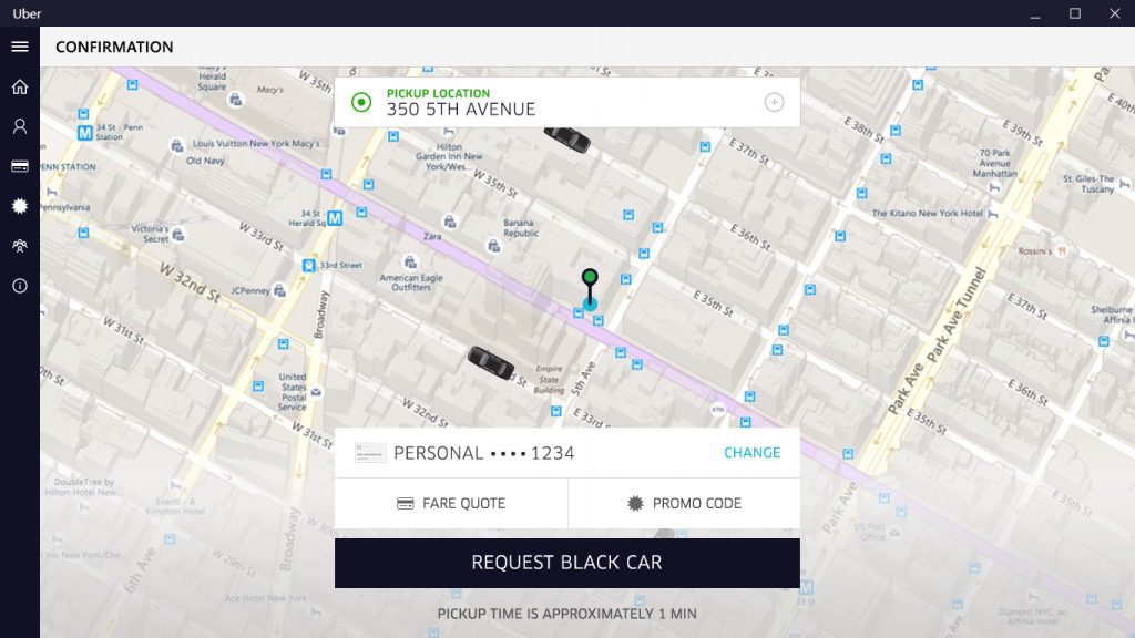 uber windows 10 request
